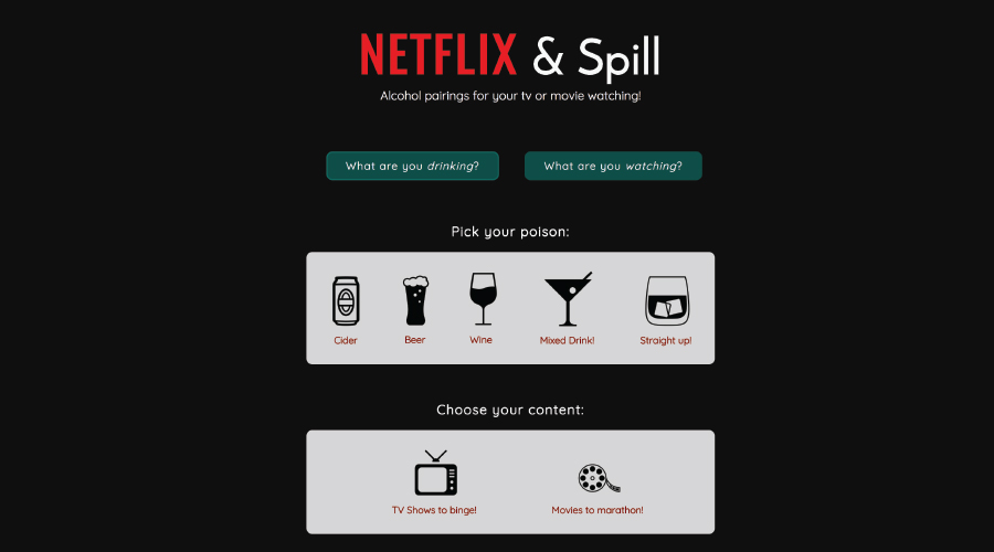 screenshot from Portfolio Piece entitled Netflix and Spill